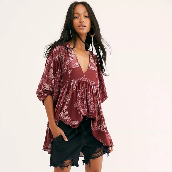 FREE PEOPLE Girl Talk Tunic In Pink - Picture 1 of 6